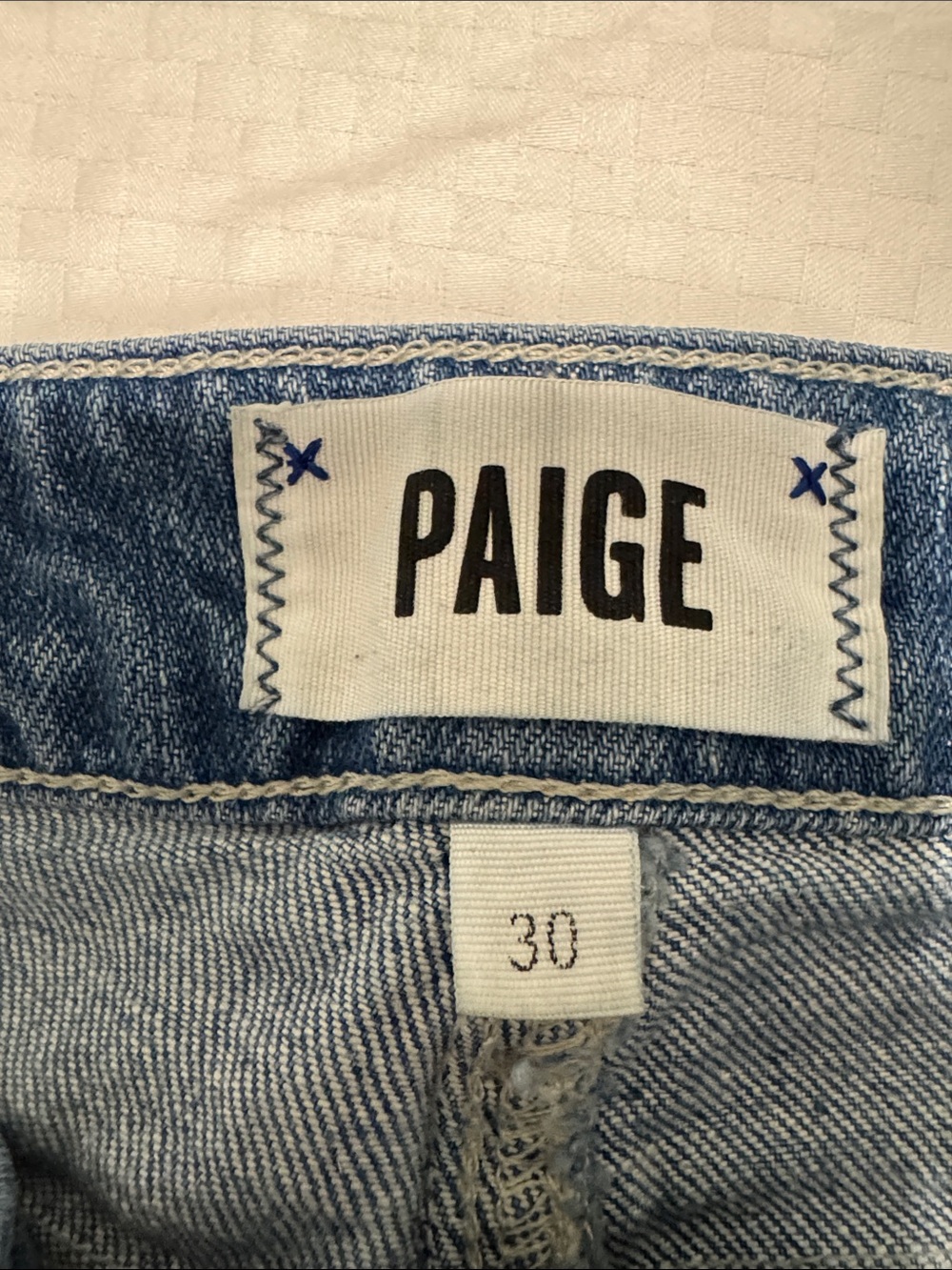 PAIGE Blue Rolled-Hem Denim Shorts - Picture 3 of 4